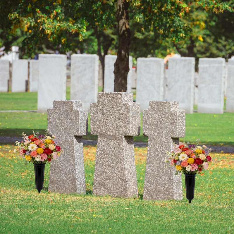 4 pieces Grave Vases with Spikes, Plastic Flower Holder Memorial