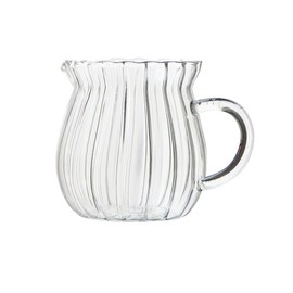 CHOOLD Creative Embossed Stripe Clear Crystal Glass Creamer Pitcher/Serving Pitcher/Sauce Pitcher/Milk Coffee Creamer Jug for Kitchen(4/5.5/9/12oz)