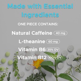 Energy Mints with L-Theanine and Sugar Free Natural Caffeine Boost for Focus, 90 Pcs