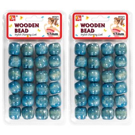 48 Pcs Beads Jewelry Making Kit DIY Hair Braiding Bracelet Ornaments Crafts 17mm Wooden Pony (Blue)