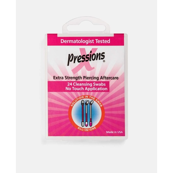 Tattoo Goo X-Pressions Extra Strength Piercing Aftercare Swabs, Antiseptic Swabs for Oral and Dermal Piercings, Sodium and Alcohol-Free - 24 Swabs