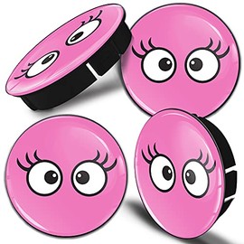 4 x 60mm 3D Universal Wheel Hub Centre Caps Pink Eyelashes Emblem Center Rims C 17