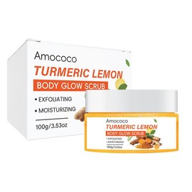 AMOCOCO Turmeric kojic acid body Scrub cleanses body exfoliation, lightens acne marks and moisturizes refreshing, smooth and tender Cleansing Gentle - Specification: facial scrub, number: 1 bottle