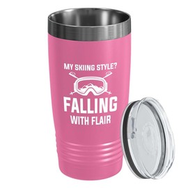 Skiing Pink Edition Viking Tumbler 20oz - My skiing style - Ski Bum Gifts Fun Gifts for Skiers Mountain Camping Water Skiier Gifts