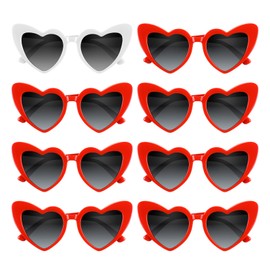 BOUBONI 4/6/8/10 Stück Herz Sonnenbrille Vintage Herzförmige Brillen Brautjungfer Sonnenbrillen für Brautpartys Hochzeiten (8, Weiß+Rot)