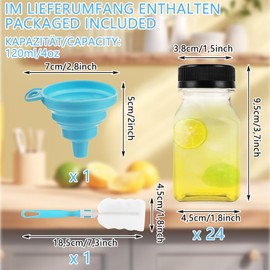 Oungy Pack of 24 Shot Bottles for Filling 120 ml Small Mini Bottles for Filling 120 ml / 4 oz Shot Mini Plastic Bottles with Lid for Mini Fridge, Milk, Water