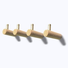 anaan Bend Wall Coat Rack Wood Coat Hooks Wooden Wall Hook Hangers for Clothes Scarf Hat Bag Towel Wall Mounted Modern Design Set of 4