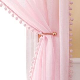MIULEE 2 Panels Sheer Curtains Voile Transparent Curtains Voile Bedroom Ultra Soft Voile Kid Windows Balcony Decor Living Room Grommet Top 55inches Wx63inches L 140cmx160cm Pink