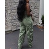 Tbahhir Women's Sexy Strapless Cargo Denim Jumpsuit with Multi Pockets