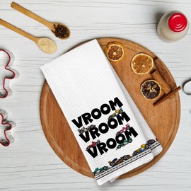 KTYHD Drag Racing Gifts Kitchen Towels, Racer Gifts Dish Towels for Kitchen, Vroom Race Cars Decorative Hand Towels for Bathroom, Race Car Gift for Men Boys