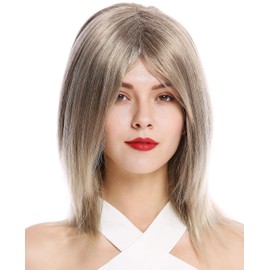 WIG ME UP - GFW2472-18T22 Quality Lady Wig shoulder-length fringe parting straight brown blond streaked highlights 17inch