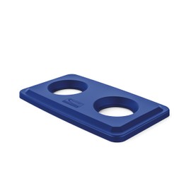 Suncast Commercial Resin Lid with Bottle and Can Recycling Top for 23 Gallon Slim Trash Cans, Blue