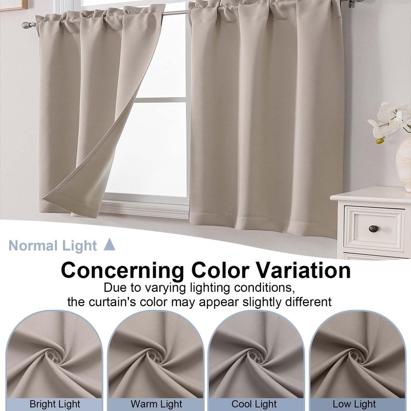Chyhomenyc Stone Short Blackout Curtains 36 Inch Length, Small Kitchen
