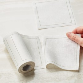 MYdrap Linen Cocktail Napkin, 4.5 x 4.5-Inch, 50-Units Per Roll, Ecru
