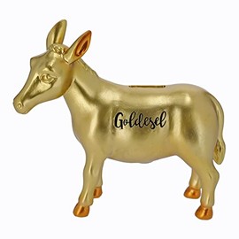 Cepewa 53937 Gold Donkey Money Box Decorative Money Box 8 x 18.5 x 20 cm