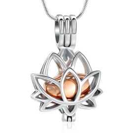 VCCWYQK Cremation Jewelry for Ashes - Lotus Flower Ashes Pendant Necklace with Mini Keepsake Urn Memorial Ash Jewelry