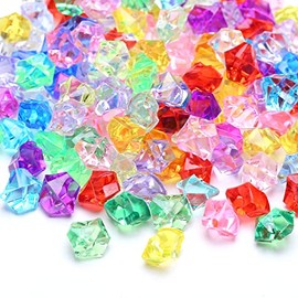 YIEUR 300 Pieces Stone Diamonds Colourful Acrylic Glitter Mixed Beads Set, 14 mm Small Loose Crystal Stones Diamond Crystals Gemstones Confetti Diamonds Decoration for Wedding Table Decoration (Stone)