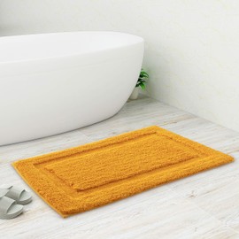 TOMORO Microfiber Non-Slip Bathroom Rug – Extra Absorbent and Quick Dry, Soft Luxury Hotel Door Carpet Shower Bath Mat Waterproof Non-Skid Backing (17.5 x 27 inch, Yellow)