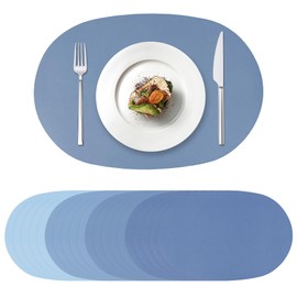 120 Pcs Dusty Blue Paper Placemats 17x12 Disposable Long Oval Place Mats Colorful Pastel Wedding Dining Table Placemats Decorative 4 Colors Mats for Birthday Baby Shower Banquet Holiday Table Decor