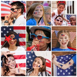 4th of July Party Temporary Tattoo Sticker Independence Day Adult Child Decorations Temporary Tattoo Waterproof Face Tattoo Stickers Memorial Day Victory Day Flag