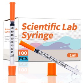 1ml/cc 31G 1/4 Inch Syringes, U-100 Lab Tools Syringe, Individual Wrapped, 100 Pack