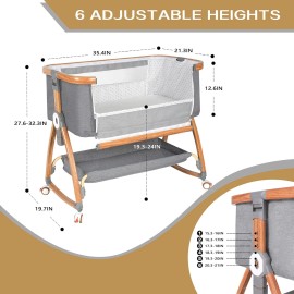 Mereryi Baby,Bassinet Bedside Sleeper with Wheels,Storage Basket,Mosquit