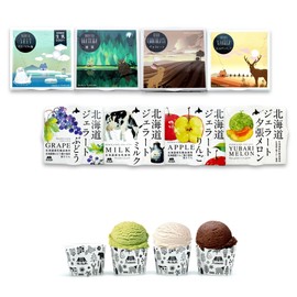 [Hokkaido Naganuma Ice Cream Shop Aisu House Hokkaido Raw Milk 100% Ice Cream 4 Types 4 Types Gelato Ice Cream Set of 4] Carefully selected ingredients from Hokkaido, gentle ice cream with no