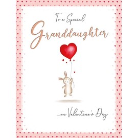Piccadilly Greetings Valentine's Day Card, To a Special Granddaughter Rabbit Heart - 8 x 6 inches