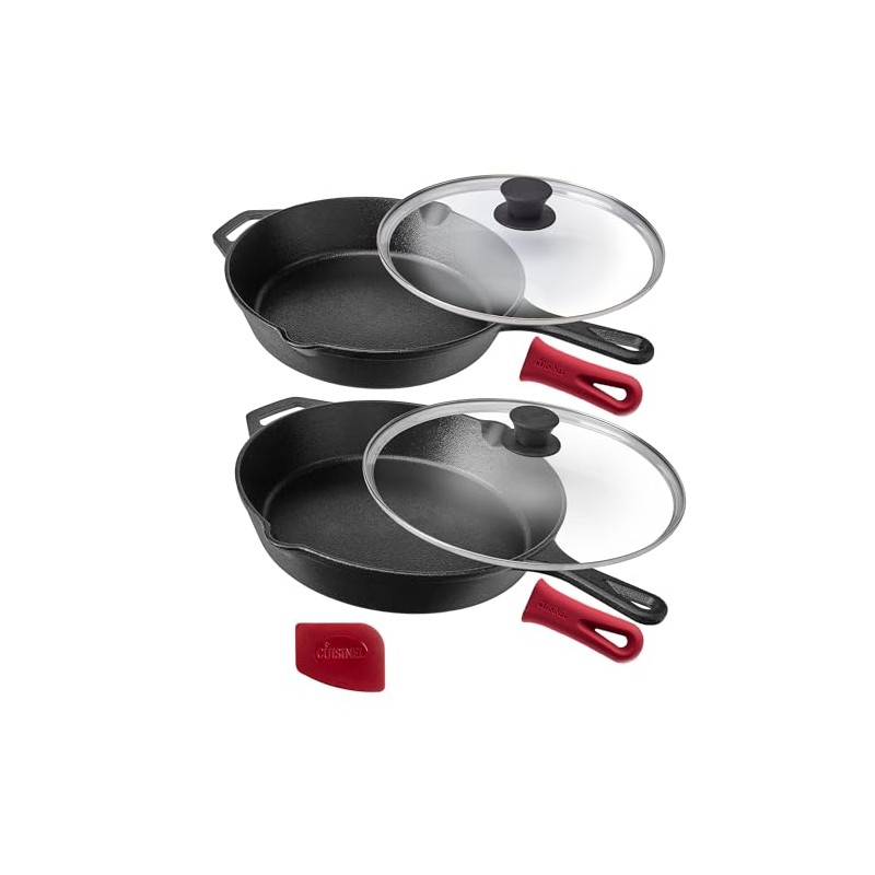 Cuisinel Cast Iron Skillet Set - 10" + 12" Frying