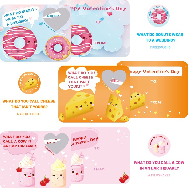 Fancy Land Valentines Day Cards Scratch-Off Jokes for Kids Classroom