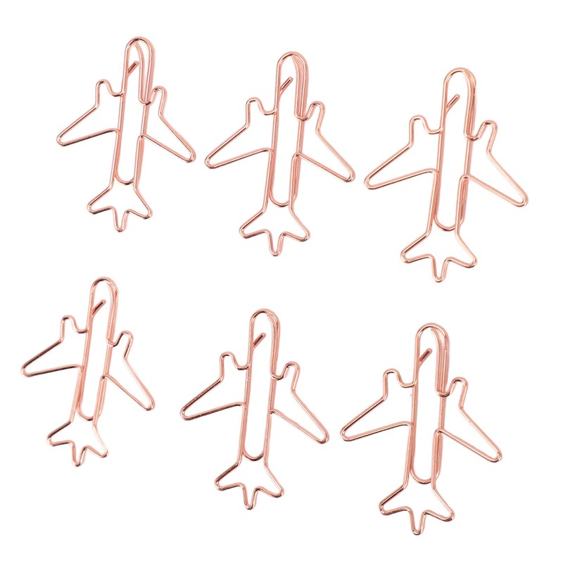80pcs Airplane Shaped Paper Clips Rose Gold Prevent Rust Plane