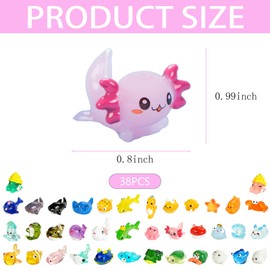 Hebterrka Pack of 38 Mini Resin Animals, Small Sea Resin Animals Figures, Miniature Small Plastic Animal Figures for Garden, Micro Landscape, DIY Aquarium Dollhouse Decoration