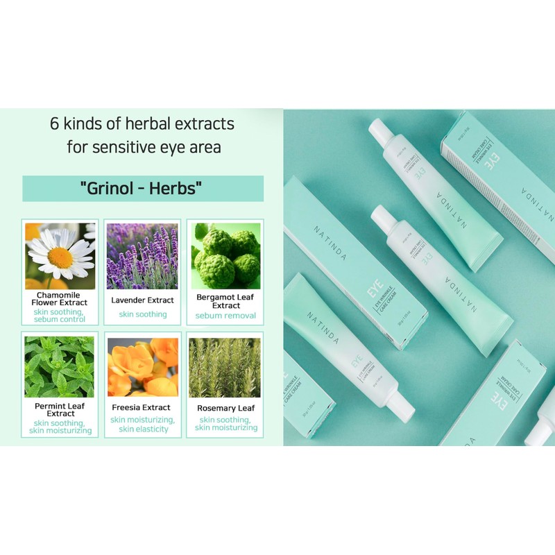 NATINDA Eye Wrinkle Care Cream 30 g mit Adenosin, Kollagen,