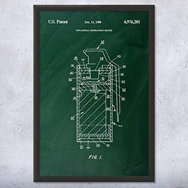 Framed Flash Bang Grenade Print, SWAT Team, Soldier Gift, Flashbang Blueprint, Police Decor, Marine Gift, Veteran Gift Green Chalkboard (16x20)