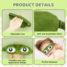VARKAGE Pack of 2 3D Frog Eye Mask, Sleeping Mask, Blindfold, Lint, Cartoon, Frog, Sleeping, Funny Novelty Eye Cover, Sleeping Mask Children, Sleeping Mask, Funny Gifts, Sleeping Mask, Green