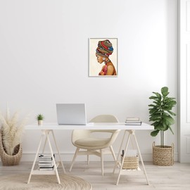 Stupell Industries Woman Wearing Traditional African Fashion Headwrap, Designed by Gina Ritter White Framed Wall Art, Multi-Color