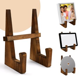 KYYGKY Plate Display Stand Wood, 8 Inch Plate Holder Easel Display Stand Wooden Picture Frame Holder Stand Tabletop Picture Stand for Display Plaque, Pictures, Photo Frames, Book, Decorative Plates