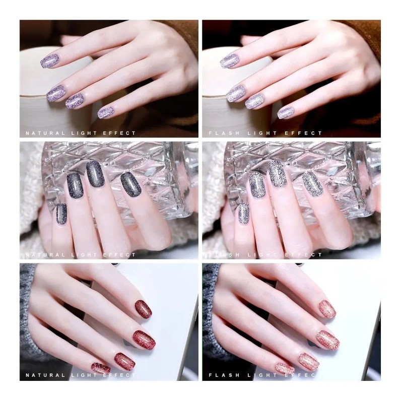 Esmalte Uñas Gel Diamante Reflectante Brillante Purpurina