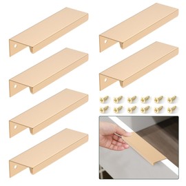Flehomo 6 Pcs Cabinet Handle, 120 mm Finger Edge Pull Drawer Handles, Aluminum Alloy Concealed Furniture Handles with Screws for Home, Kitchen and Bedroom Furniture