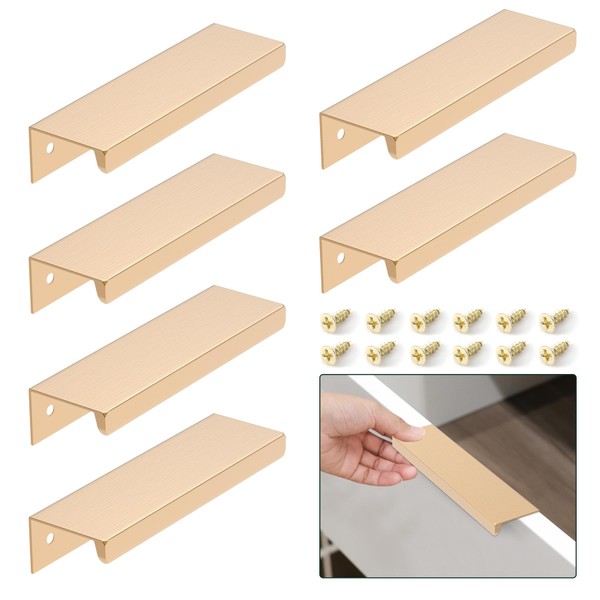Flehomo 6 Pcs Cabinet Handle, 120 mm Finger Edge Pull