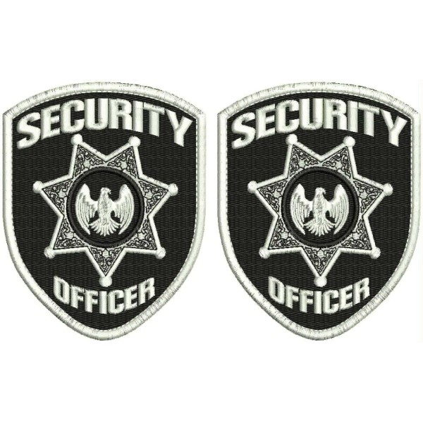 Security Officer 2 Emb Patches 3.75x4.5 Velcr@ On back white