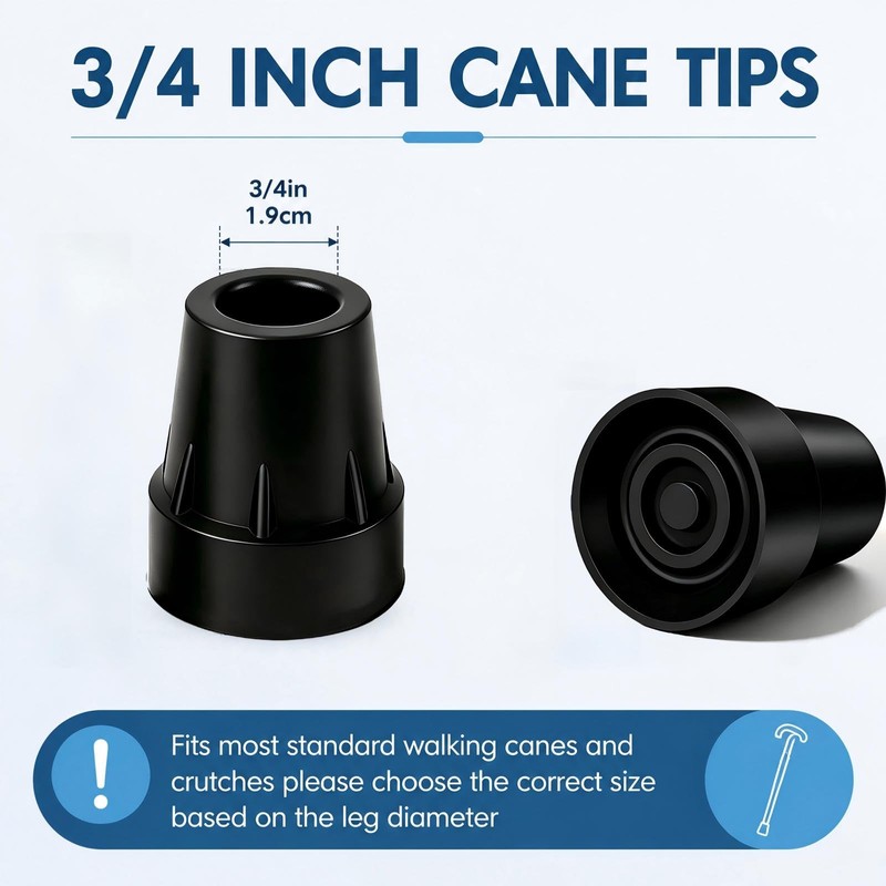 4PCS Rubber Cane Tips 3/4 Inch Heavy Duty Walking Cane