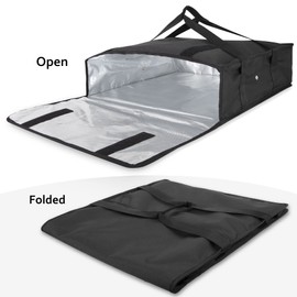 Insulated Food Delivery Bag, 20X20X6 Pizza Delivery Bags for Hot and Cold Food, Commercial, Large Capacity Reusable Warming Bag, Catering Cooler Bag for Rideshare, Warmers for Parties (Black)