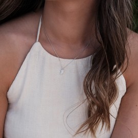 BLOSSOM & HUE Mini Dagger Necklace | Dainty Gold Necklace | Hypoallergenic Rhodium Plated .925 | Micropaved Layering Necklace