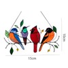 Stained Birds-On-A-Wire Window Panel Hanging Suncatcher Ornament Gifts, Home Decor