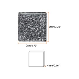 sourcing map Mosaic Tiles, Glass Tiles, Shine Crystal Mosaic Glass Pieces Bulk Square Glitter Crystal Mosaic Tiles 2 x 2cm for Home Decoration, DIY Crafts, Pack of 50(200g, Dark Grey)