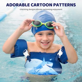 Zeraty Toddler Swim Vest Arm Water Wings for Kids 33-66 lbs, Cartoon Floaties Adjustable Learn to Swim Jacket for Baby Girls Boys 2,3,4,5,6 Years Old, Child Beach Swimming Pool Arm Band Aid Float