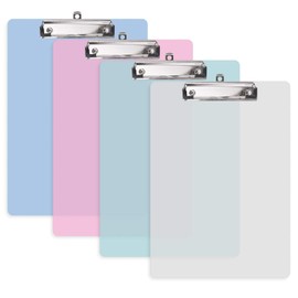 4 Pack Plastic Transparent Clipboard, A4 Plastic Transparent Clipboards, 4 Colors(315 * 225MM)