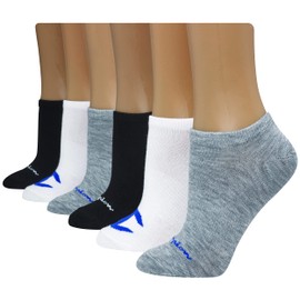 Champion womens Multi Logo Super Sock, 6-pair No Show Socks, Grey Heather/White/Black, 5 9 US