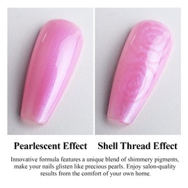 Imtiti Pearl Gel Nail Polish,0.5 Fl Oz Hot Pink Glitter Drawing Gel Polish Shell Thread Shimmer Mermaid Nail Gel Polish Soak Off UV LED for Home DIY Nail Art Manicure Salon